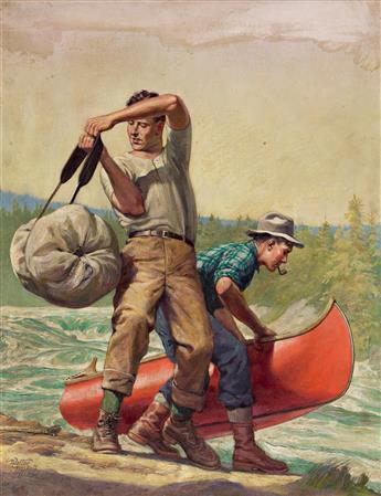 WALTER HASKELL HINTON (1886-1980) Fishermen. [SPORTING / FISHING / OUTDOOR LIFE]